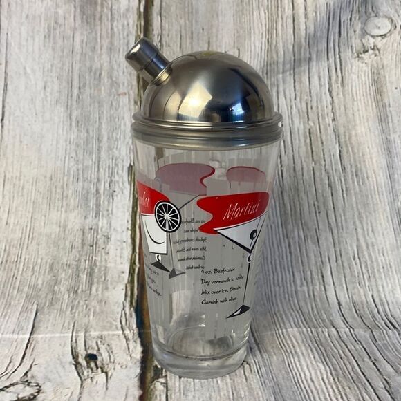 Other - Vintage Cocktail Shaker Glass Silver Dome Lid